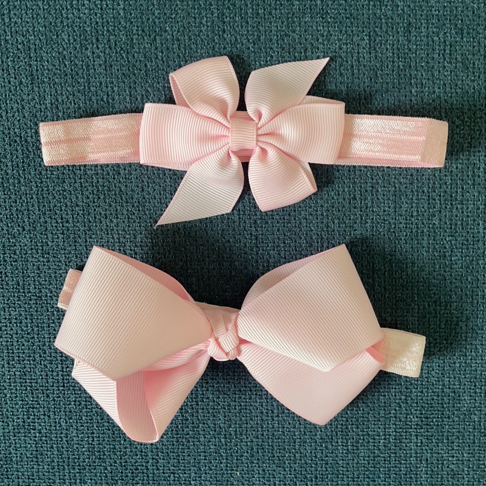 LOT OF 2 Light Pink Bow Headbands